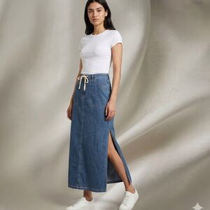 Old Navy Blue Denim Maxi Skirt with Side Slit